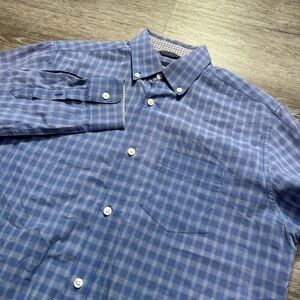Gap‎ Shirt Mens Medium Blue Plaid Button Up Pocket Long Sleeve Cotton Casual